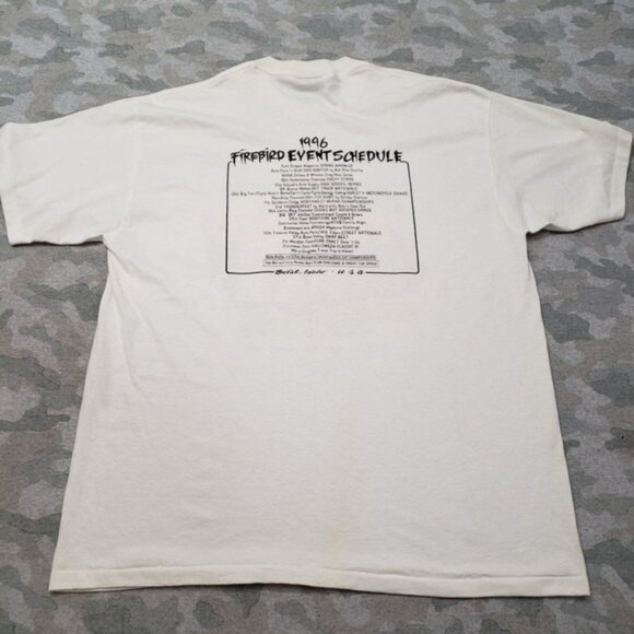 Vintage Oneita Shirt Mens 2XL White Made In USA Firebird Racing Single Stitch - Picture 7 of 11